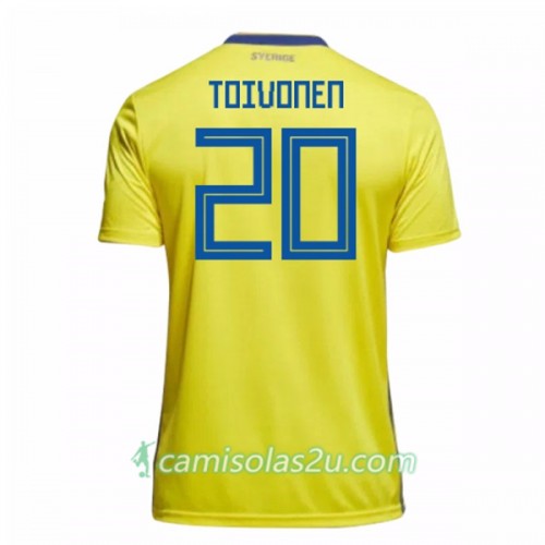 Camisolas de Futebol Suécia Toivonen 20 Equipamento Principal Copa do Mundo 2018 Manga Curta Camisolas de Futebol Suécia Toivonen 20 Equipamento Principal Copa do Mundo 2018 Manga Curta